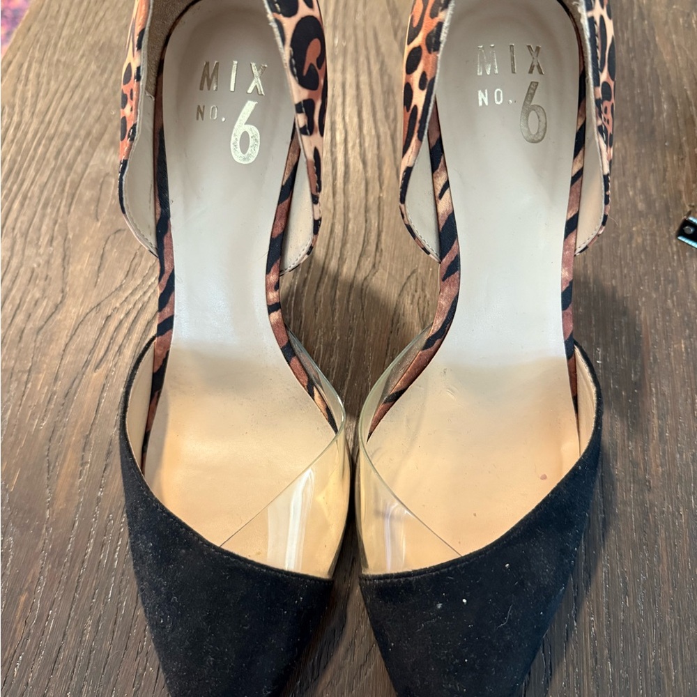 Mix No. 6 Black and Brown Heels with Transparent Panels